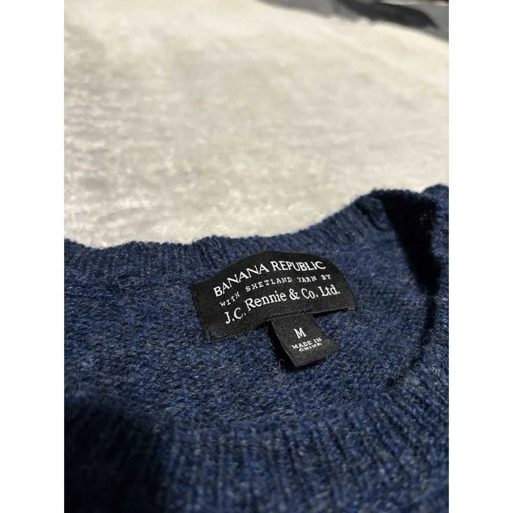 Banana Republic J.C. Rennie Shetland Wool Crewneck Sweater Men's Medium Blue